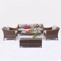 Ensemble de salon de jardin en osier pour restaurant extérieur, 5 pièces, fabrication chinoise