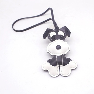Chaîne de téléphone personnalisable avec animal mignon, breloque de sac pour filles, porte-clés en cuir PU durable, chien Schnauzer de dessin animé, cadeau promotionnel - Product Image 2
