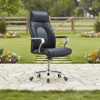 Chaise de bureau exécutive ergonomique moderne réglable en acier inoxydable avec appui-tête réglable en hauteur, pivotante, pour le bureau à domicile