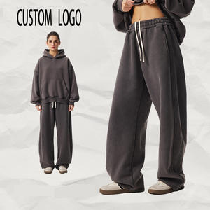 Pantalones de chándal anchos de forro polar personalizados para hombre, estilo streetwear, al por mayor - Product Image 1