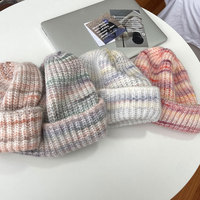 Bonnet tricoté dégradé Fil mélangé Bonnet tricoté chaud