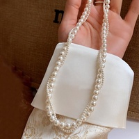 Collier double couche en bambou et perles géométriques pour femme, style sportif, inaltérable, polyvalent, haut de gamme, idéal pour l'été, bijou simple pour la clavicule