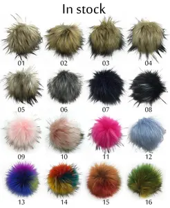 Big solid color pom poms faux raccoon fur DIY pompom balls for beanie knitted hats