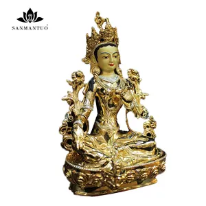 Tantra beyaz Tara buda heykeli nepal buda bronz altın buda el sanatları