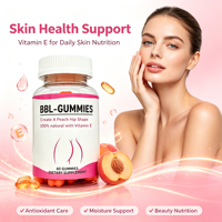 Gummies BBL Naturelles pour l'Augmentation des Hanches et des Fesses avec Collagène, Peptides, Acide Hyaluronique, Vitamines C et E pour l'Élasticité de la Peau et des Fessiers