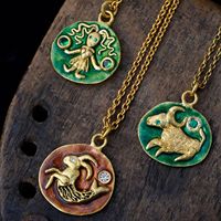 Collar con Colgante SongYi de Acero Inoxidable, Chapado en Oro de 18K al Vacío, con Signo Zodiacal, Joyería para Mujer, Uso Diario