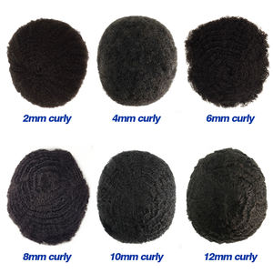 Peau fine 130% densité afro hommes perruque postiches vague toupet noir Remy remplacement de cheveux humains pour les hommes noirs - Product Image 3