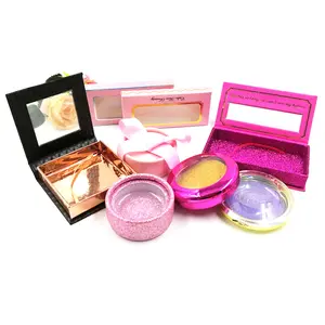 눈 속눈썹 상자 반짝이 포장 상자 사용자 정의 로고 핑크 화장품 도매 아트 종이 1 쌍 속눈썹 상자