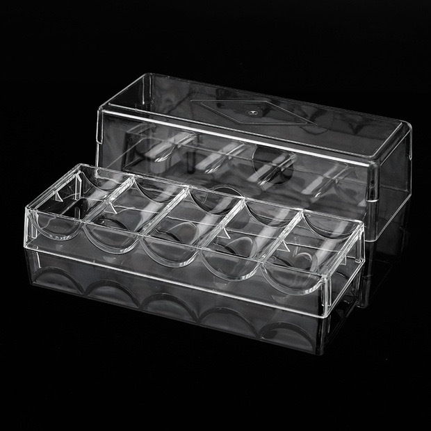 Rack à Jetons De Poker En Acrylique Transparent - 5 Bols Avec Couvercle Pour 100 Jetons - Rangement Organisé - 7