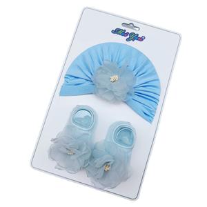 Sombrero de bebé recién nacido, bebé femenino Delgado, sombrero de puerta halógeno, bebé Princesa, <span class=keywords><strong>gorro</strong></span> recién nacido de una sola capa y juego de calcetines - Product Image 1