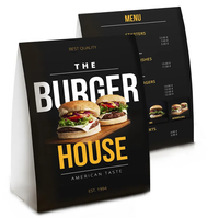 Cartes de tente de table avec hashtag personnalisé avec logo personnalisé Carte de tente de menu en papier de restaurant imprimée