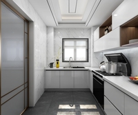 Cuisine intelligente personnalisée au design moderne Armoires de cuisine à portes électriques automatiques haut de gamme de luxe blanc mat avec îlot élévateur