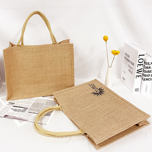 Accepter le logo <span class=keywords><strong>de</strong></span> marque <span class=keywords><strong>personnalisé</strong></span> Fourre-tout en jute naturel Sacs à bandoulière Sacs <span class=keywords><strong>de</strong></span> <span class=keywords><strong>bibliothèque</strong></span> pour étudiants - Product Image 3
