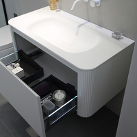 Nouveau design de salle de bains avec lavabo flottant, ensembles de vanité de salle de bains comprenant un miroir Wc