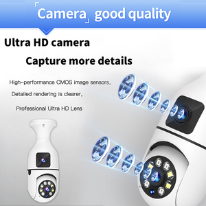 Caméra Wi-Fi double objectif A6 Plus 1080P, petite caméra de sécurité sans fil pour la maison, détection de mouvement, ampoule de sécurité, vision nocturne - Product Image 2