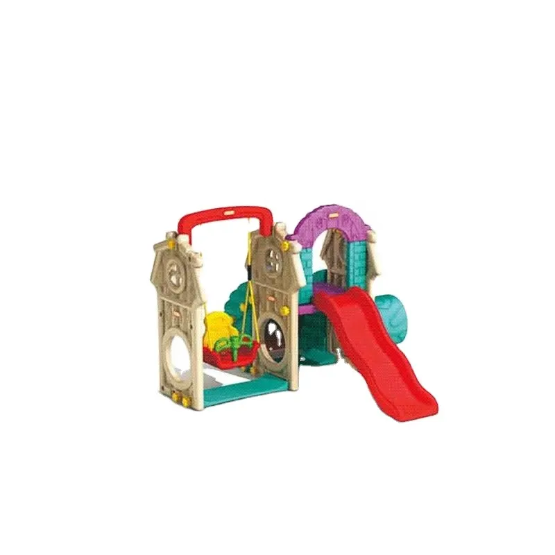 Parco giochi per scivoli al coperto di vendita calda parco giochi colorato economico 3 in 1 combinato con altalena e plastica da basket per Baby BOX