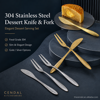 Ensemble de couverts en acier inoxydable 304, fourchette et couteau à dessert fins pour servir les gâteaux