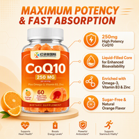 Gummies CoQ10 Oméga-3 Vitamine B3 Zinc 250mg par Portion Saveur Orange 60 Unités Fabrication de Suppléments Marque Privée OEM