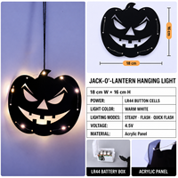 Guirlande lumineuse LED Citrouille et Fantôme d'Halloween - Piles incluses, indice de protection IP44, ambiance effrayante, décoration de chambre idéale, accents suspendus