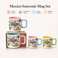 Mug en céramique souvenir du Mexique, imprimé avec des monuments folkloriques mexicains, pour tasse à café en grès, design personnalisé, OEM ODM, vente en gros