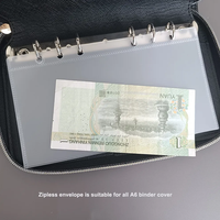 Enveloppes à argent givrées personnalisées A6 A5, pochettes à fermeture éclair sans acide pour le défi d'épargne, organisateur esthétique pour l'argent liquide