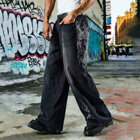 Nouveau pantalon en jean imprimé haut de gamme pour homme, coupe large, délavé, polyvalent, droit et long, idéal printemps-automne
