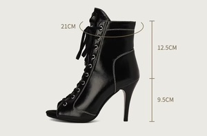 Chaussures de danse jazz à talon mince et bouche de poisson sexy Chaussures de danse à talon aiguille en cuir pour salle de bal Bottes de danse de performance d'entraînement - Product Image 3