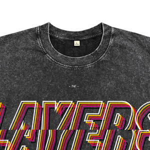Camisetas de hombre oversize con lavado ácido, teñido de prenda, estampado DTG 3D con fuente dividida, estilo urbano, de algodón transpirable, cuello redondo, al por mayor - Product Image 3