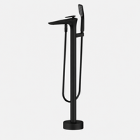Système de douche moderne autoportant en cuivre finition chromée avec cartouche céramique et pommeau de douche pluie pour salle de bain – Vente directe usine