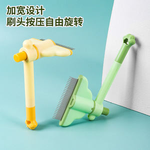 Peigne rotatif Dini à dents fines pour chats et chiens, en acier inoxydable, brosse de toilettage à un clic pour l'élimination des poils lâches - Product Image 3