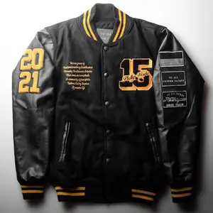 YUJIA LOW MOQ Custom wholesale plain men varsity jackets and coats embroidered black jackets custom logo satin bomber jacket
