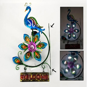 Lámpara Solar de Pared con Forma de Pavo Real, LED, Decoración de Jardín para Exteriores, Letrero de Bienvenida, Luz Artística de Metal - Product Image 1