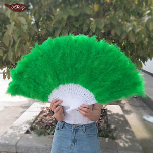 Éventail à main en plumes de dinde marabou blanc grand format 80*45cm pour la décoration de mariage - Product Image 5