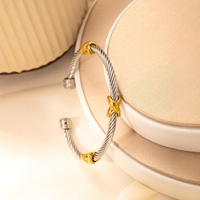 Bracelet croisé torsadé en argent bicolore 18K pour femmes Designer Dupes Fashion Charm Jewelry Two Tone Bangle Cuff