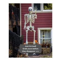 Décoration d'Halloween animée avec éclairage LED, squelette de 240 cm, accessoire pour maison hantée, décoration de jardin extérieur pour Halloween