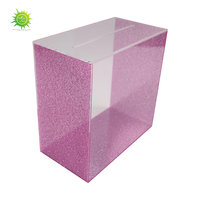 Boîte à cartes de mariage en acrylique avec couvercle coulissant, boîte à dons transparente rose pour la décoration d'événements de mariage, personnalisation OEM disponible