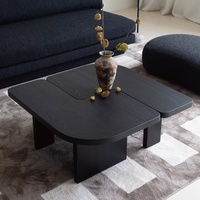 Table basse en bois massif Durable noire Design en frêne Table d'appoint basse créative irrégulière Table à thé de salon de Style Wabi-Sabi