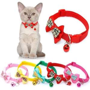 Collar con lazo a cuadros para mascotas de Color sólido, Collar de liberación rápida para perros y gatos pequeños, longitud ajustable, collares bonitos para gatos - Product Image 1