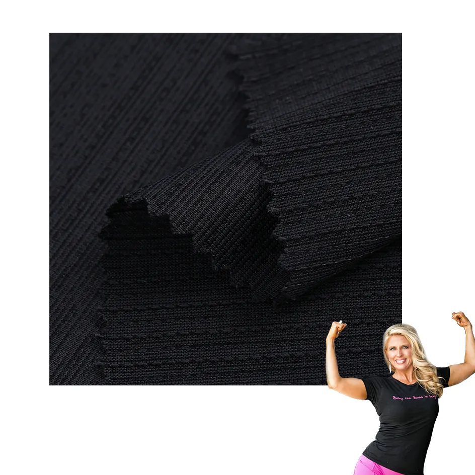 Produttore Melange poliestere jacquard stripe tessuto per maglieria per abbigliamento sportivo di moda abbigliamento Yoga abbigliamento da ciclismo tessuto jacquard