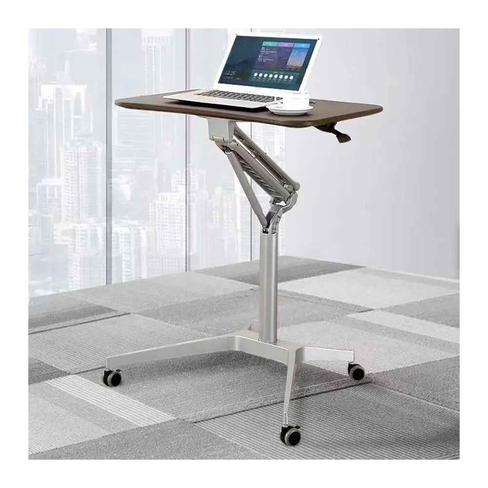 현대 플랫 알루미늄 다리 커피 숍 테이블 가스 리프트 조절 높이 책상, 홈 오피스 용 소형 가스 리프트 시트 스탠드 책상