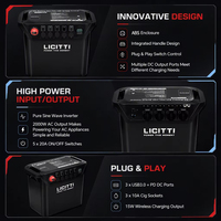 Boîtier de batterie 2000W CA avec interrupteur et application, onduleur à onde sinusoïdale pure sans fil pour camping-car