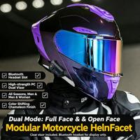 Casque de moto modulaire 2 en 1 Chameleon avec visière double rabattable