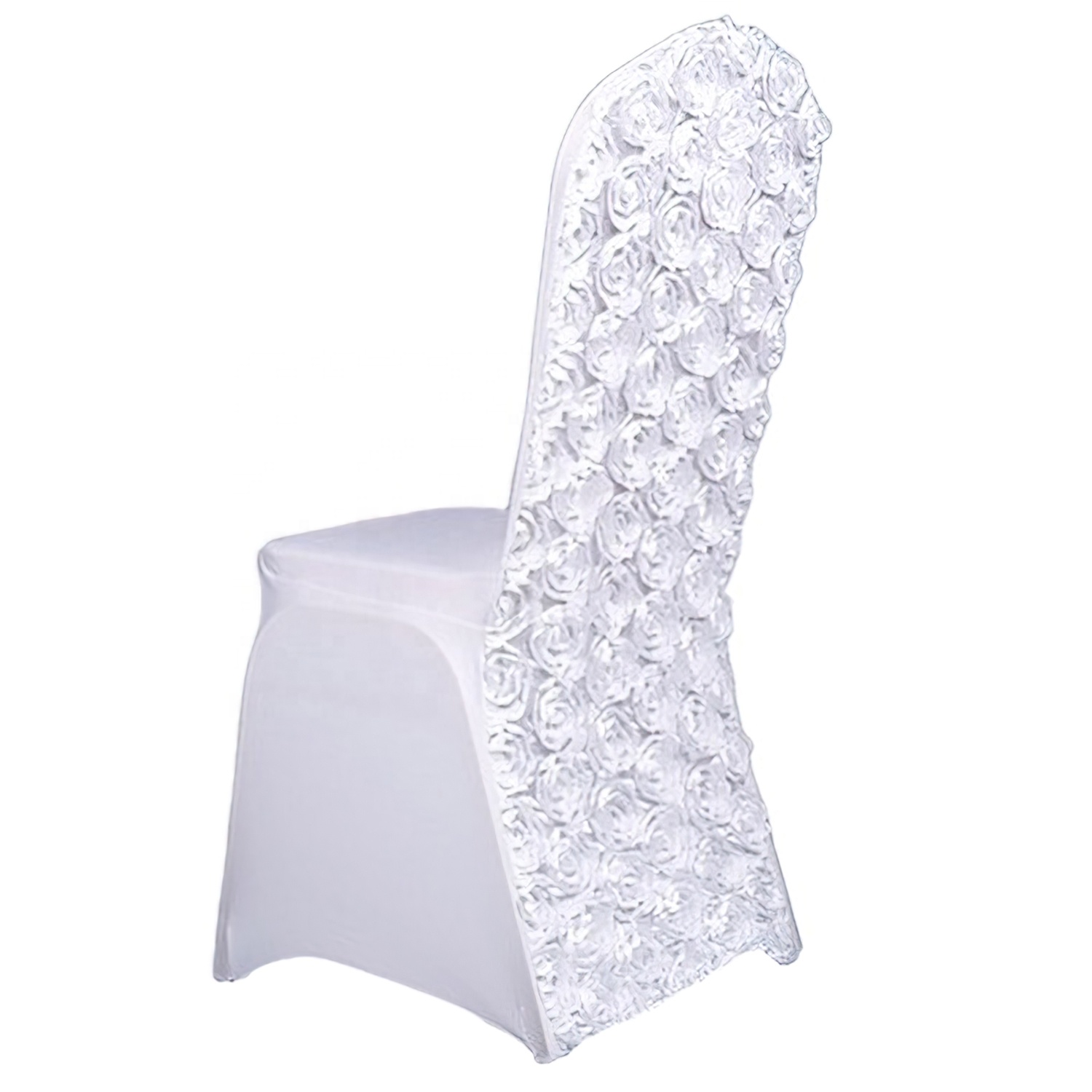 Luxury Rosette Flower Universal Ivory Spandex Chair Cover Seat Covers For Wedding Banquet Chair