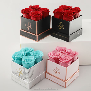 Искусственные розы Real Touch «Февральская роза» – подарки на 14 февраля. Вечные мраморные розы из Юньнани в подарочной коробке. Консервированные цветы на Рождество. - Product Image 3