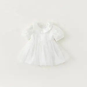 Kinderen Banket Bruiloft Meisje Verjaardag Jurk Rok Ronde Hals Kinderen Chiffon Jurk Nylon Polyester Katoenen Kinderen Jurk Prinses