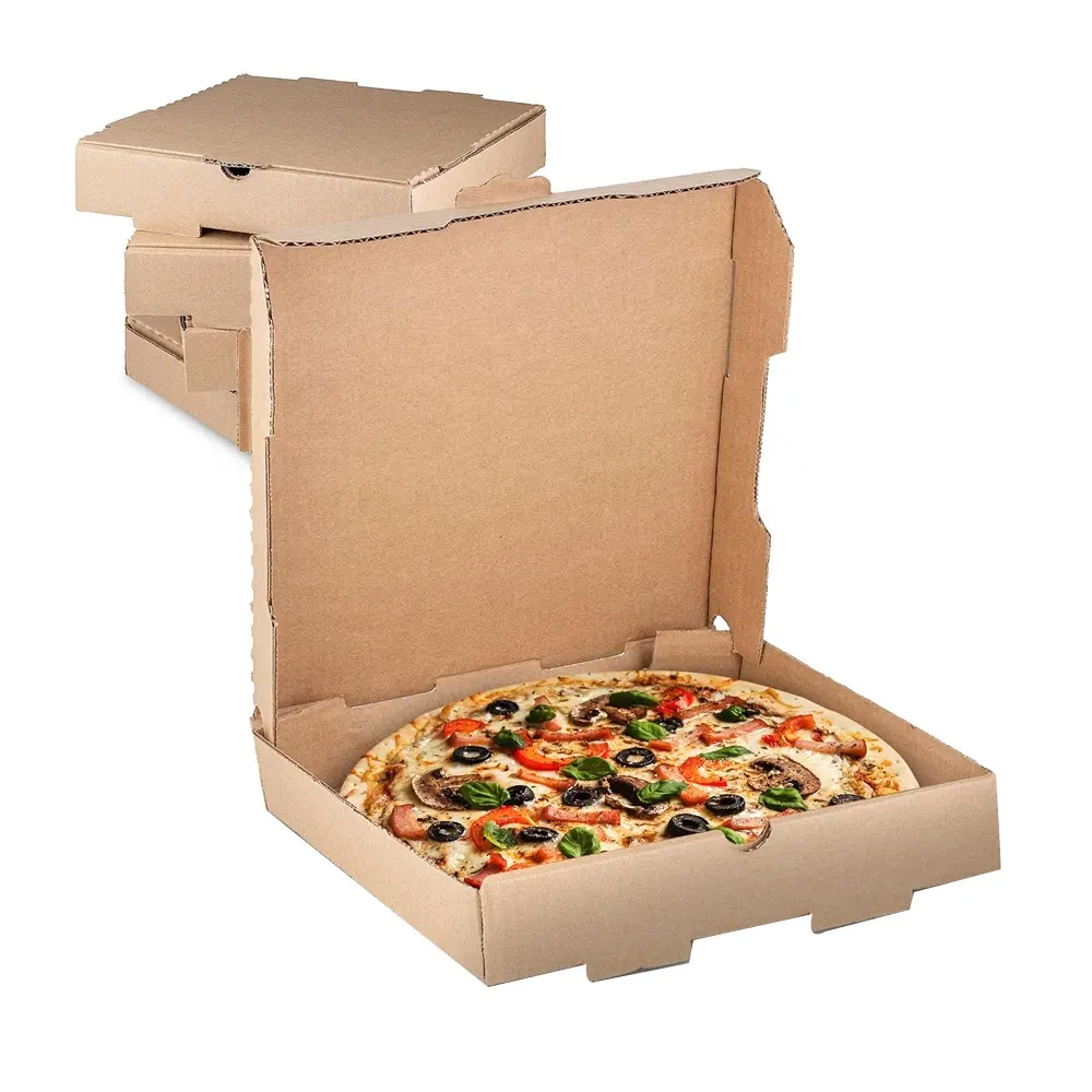Caja de pizza para llevar corrugada Kraft impresa de 8 en 12 pulgadas, reciclable personalizada, embalaje de papel, caja de pizza para alimentos