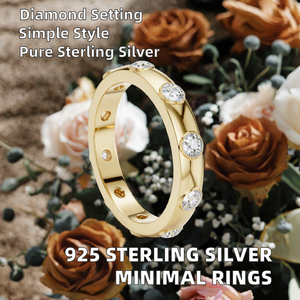 Bague en argent sterling 925 avec diamant, bijoux fins géométriques pour femmes, cadeau d'anniversaire de mariage - Product Image 2