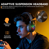 Casque de jeu filaire avec haut-parleurs de 50 mm, éclairage RGB, son surround, microphone à réduction de bruit omnidirectionnel, 3,5 mm pour PC, Switch, Xbox