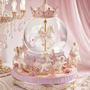 Boule de cristal de boîte à musique carrousel rotatif de 100mm avec chute de neige et mélodie automatique, cadeau de rêve pour les anniversaires/le nouvel an - Product Image 6