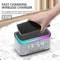 Enceintes Portables avec Réveil, Lampe de Nuit LED Clignotante RVB Intelligente et Colorée, Charge Sans Fil, Aide au Sommeil d'Intérieur pour Bureau